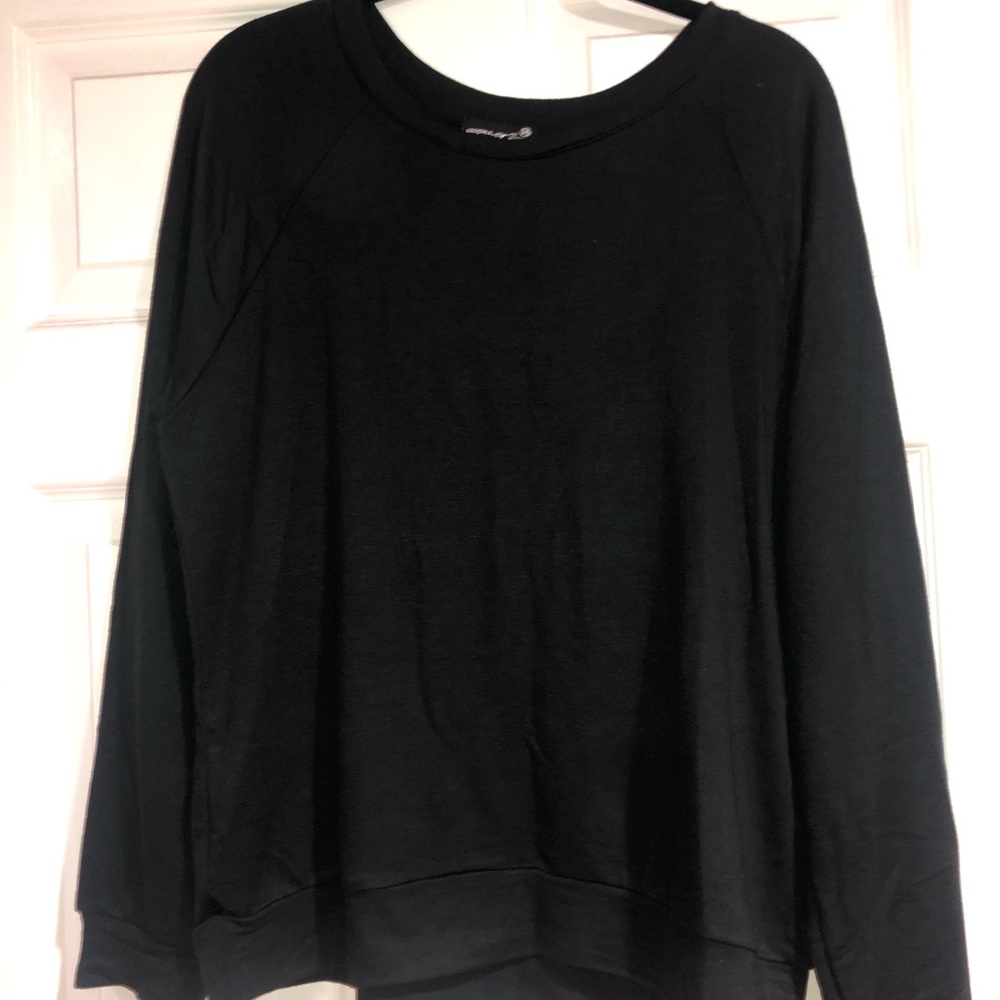 Black pullover sweater. Lightweight material.